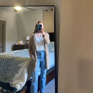 Altar’d State Fluffy Cardigan Colorado Popcorn Camel Style C7795